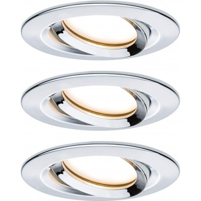 144,95 € Free Shipping | 3 units box Recessed lighting 20W 2700K Very warm light. Round Shape 9×9 cm. Adjustable LED Living room, kitchen and bedroom. Aluminum. Plated chrome Color