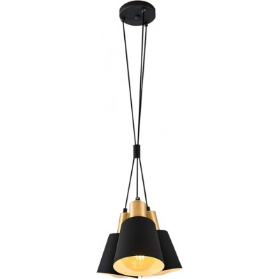 Lampada a sospensione 40W Forma Cilindrica 120×30 cm. Tripla messa a fuoco Soggiorno, sala da pranzo e camera da letto. Metallo. Colore nero