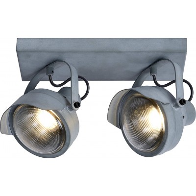 95,95 € Free Shipping | Indoor spotlight 70W 33×19 cm. Double adjustable focus Steel. Gray Color