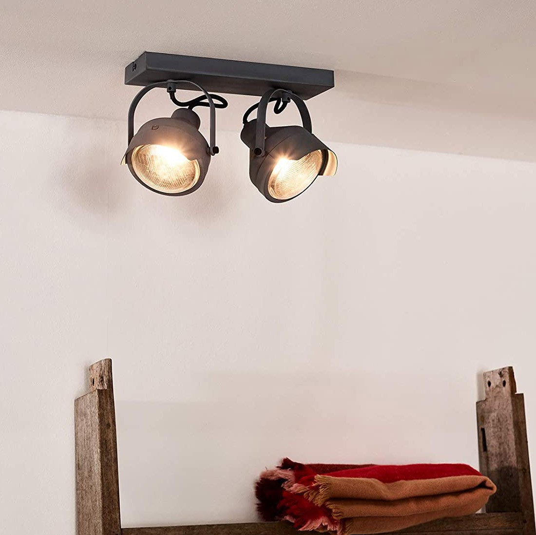 95,95 € Envío gratis | Foco para interior 70W 33×19 cm. Doble foco orientable Acero. Color gris