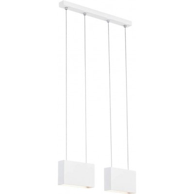 Lampe à suspension Façonner Cubique 106×50 cm. Double foyer Salle à manger, chambre et hall. Style moderne. Acier. Couleur blanc