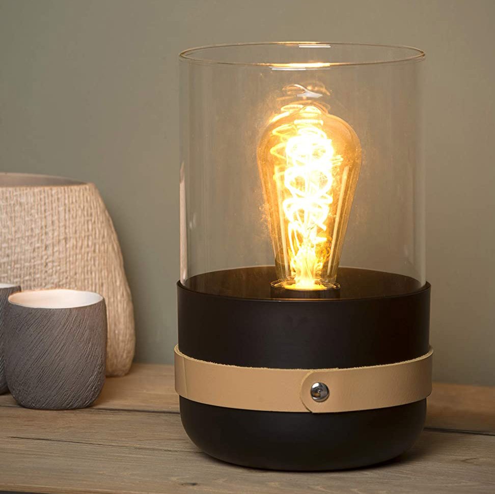 67,95 € Envoi gratuit | Lampe de table 40W Ø 15 cm. Métal, textile et verre. Couleur noir