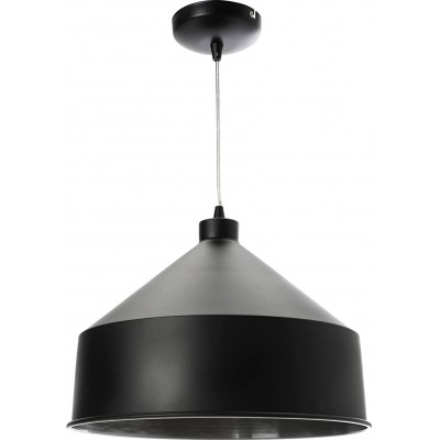 Lampada a sospensione 60W Forma Cilindrica Ø 39 cm. Soggiorno, sala da pranzo e atrio. Stile moderno. Metallo. Colore nero