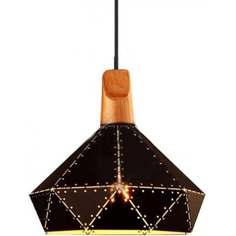 73,95 € Free Shipping | Hanging lamp 60W Round Shape 33×33 cm. Dining room, bedroom and lobby. Wood. Black Color