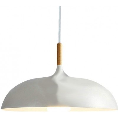 Lampe à suspension 60W Façonner Ronde 46×46 cm. Salle, salle à manger et chambre. Aluminium, PMMA et Bois. Couleur blanc