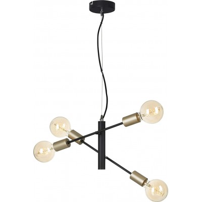 Lámpara colgante 60W Forma Esférica 120×41 cm. 4 puntos de luz Salón, dormitorio y vestíbulo. Estilo retro. Metal. Color negro