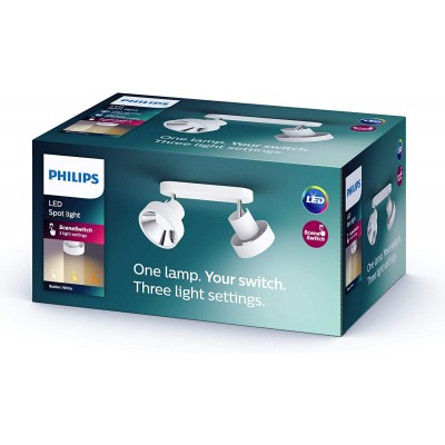 屋内スポットライト Philips 4W 円形 形状 37×17 cm. ダブル調整可能および調整可能な LED スポットライト リビングルーム, ダイニングルーム そして ベッドルーム. 金属. 白い カラー