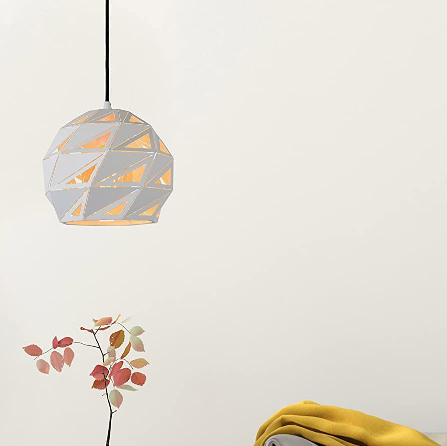 81,95 € Free Shipping | Hanging lamp 60W Ø 25 cm. Metal casting and textile. White Color