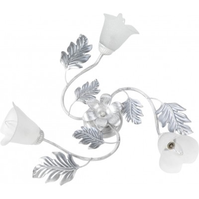 96,95 € Envio grátis | Luz de parede interna 50×50 cm. 3 pontos de luz. desenho de flor Metais e vidro. Cor prata