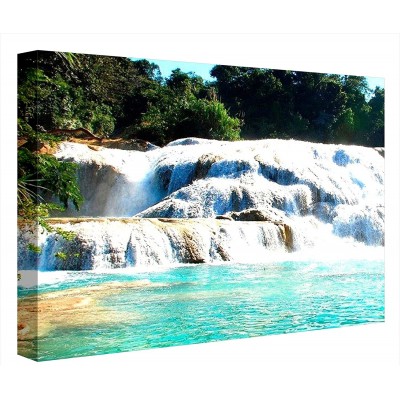 86,95 € Envio grátis | Painel de LED 80×60 cm. Fotografia de cachoeira retroiluminada Acrílico