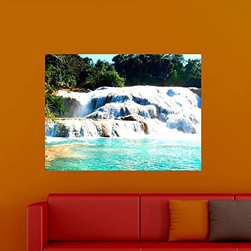 86,95 € Envio grátis | Painel de LED 80×60 cm. Fotografia de cachoeira retroiluminada Acrílico