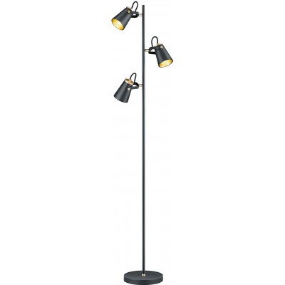 Lampada da pavimento Trio Forma Cilindrica 160×38 cm. Triplo faretto orientabile Soggiorno, sala da pranzo e camera da letto. Stile moderno. Metallo. Colore nero