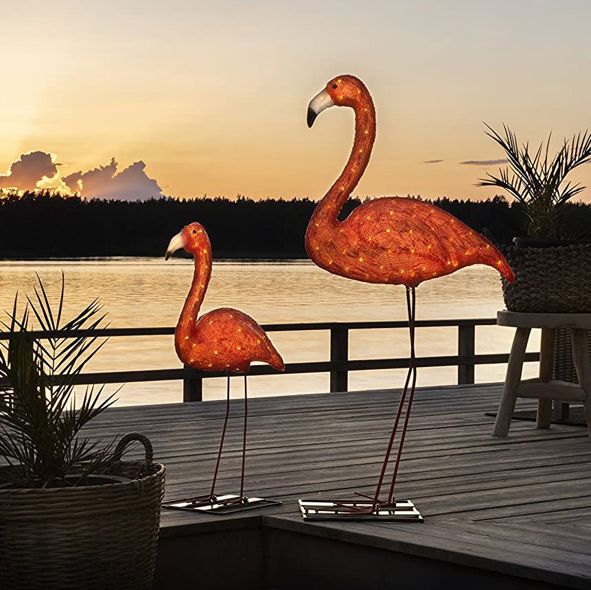 67,95 € Kostenloser Versand | Dekorative Beleuchtung 110×54 cm. Flamingo-förmiges Design Acryl. Orange Farbe