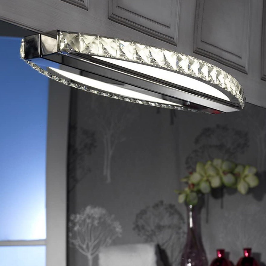 93,95 € Envío gratis | Aplique de pared interior 15W 54×10 cm. Cristal y metal. Color cromado
