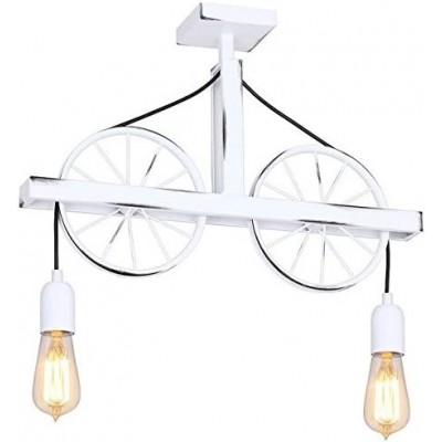 121,95 € Spedizione Gratuita | Lampada a sospensione 52×45 cm. 2 punti luce LED. Altezza regolabile tramite sistema di carrucole Metallo. Colore bianca