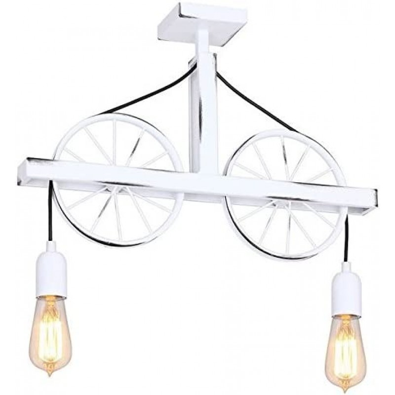 121,95 € Free Shipping | Hanging lamp 52×45 cm. 2 LED light points. Adjustable height by pulley system Metal casting. White Color