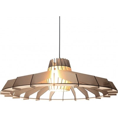 吊灯 40W 圆形的 形状 53×20 cm. 客厅, 饭厅 和 卧室. 工业的 风格. 金属 和 木头. 棕色的 颜色