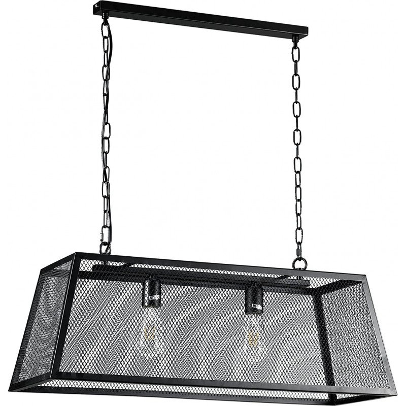 131,95 € Free Shipping | Hanging lamp 22W Rectangular Shape 120×78 cm. 2 points of light Living room, dining room and lobby. Metal casting. Black Color