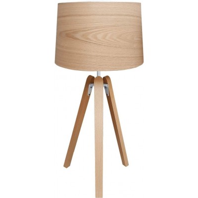 101,95 € Free Shipping | Table lamp 40W Cylindrical Shape 59×33 cm. Mounting on tripod Living room, dining room and lobby. Wood. Brown Color