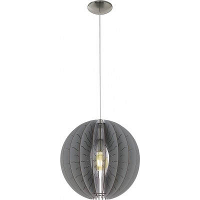 Hanging lamp Eglo 60W Spherical Shape 110×40 cm. Living room, dining room and bedroom. Modern Style. Steel and Wood. Nickel Color
