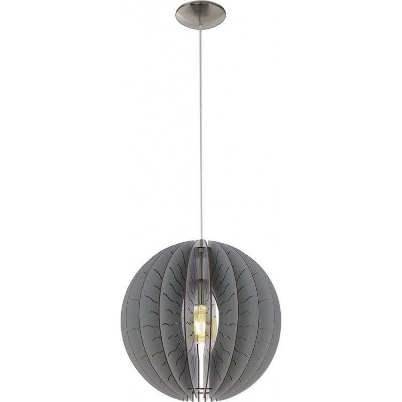 75,95 € Free Shipping | Hanging lamp Eglo 60W Spherical Shape 110×40 cm. Living room, dining room and bedroom. Modern Style. Steel and Wood. Nickel Color