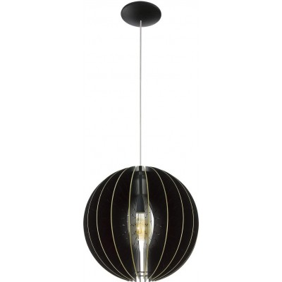 78,95 € Free Shipping | Hanging lamp Eglo 60W Spherical Shape 110×40 cm. Living room, dining room and bedroom. Modern Style. Steel and Wood. Black Color