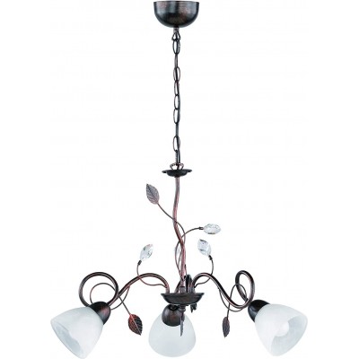 Lámpara de araña Trio 40W 3000K Luz cálida. Forma Cónica 150×70 cm. 3 puntos de luz Salón, dormitorio y vestíbulo. Metal y Vidrio. Color marrón