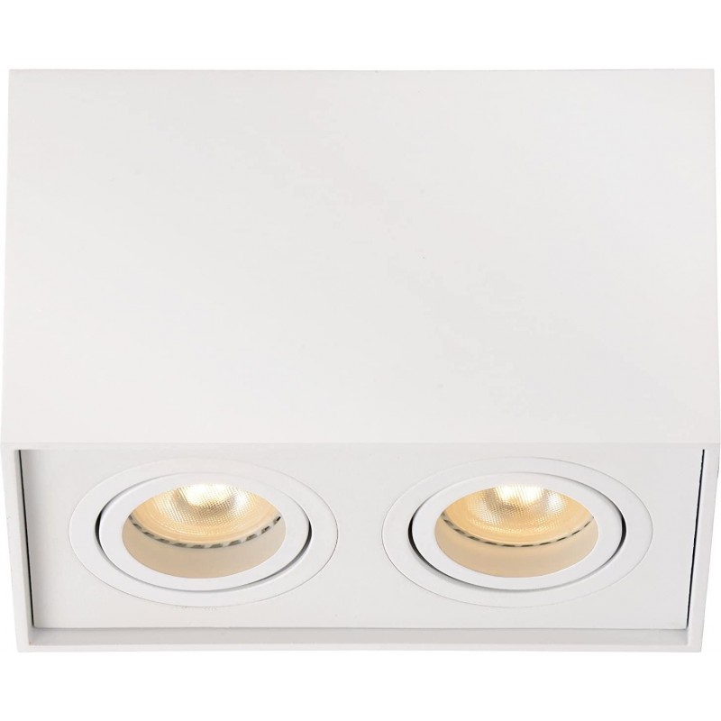 124,95 € Envio grátis | Refletor interno 100W 19×13 cm. Foco ajustável duplo Alumínio. Cor branco