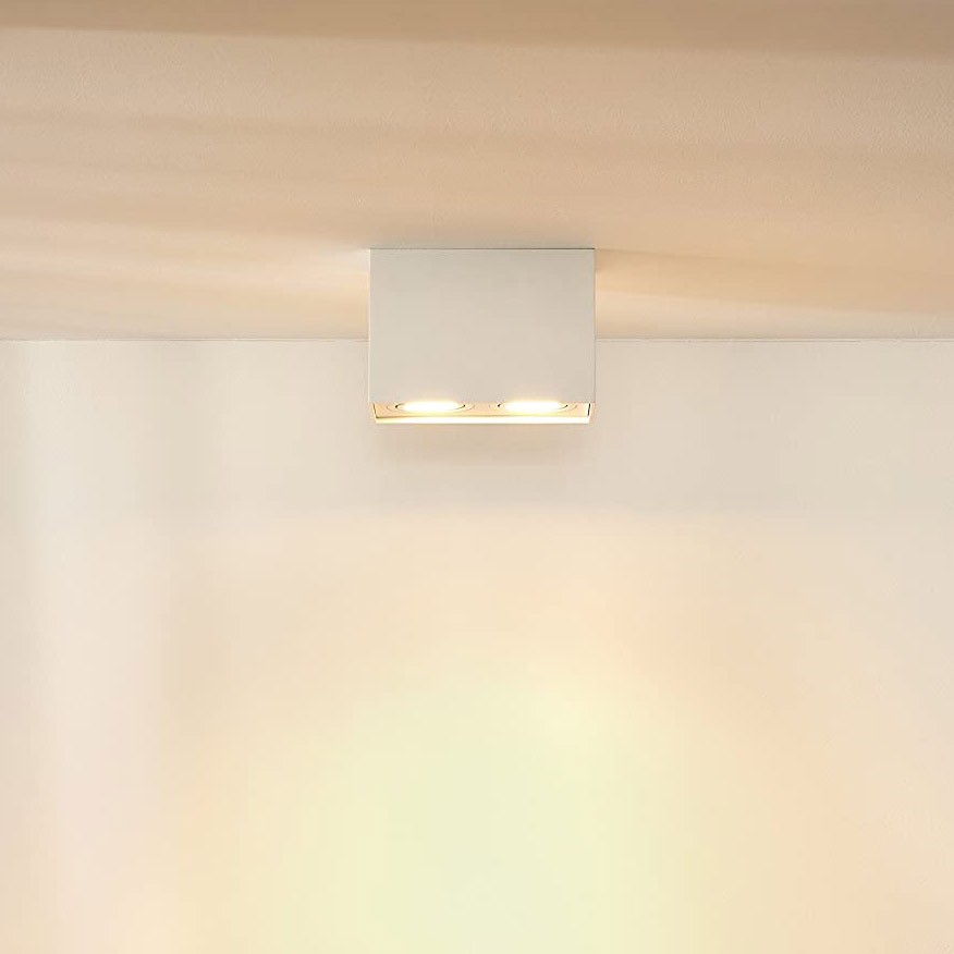124,95 € Envío gratis | Foco para interior 100W 19×13 cm. Doble foco orientable Aluminio. Color blanco