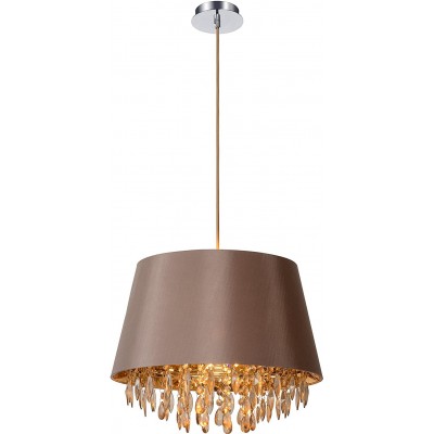 144,95 € Free Shipping | Hanging lamp 60W Conical Shape Ø 45 cm. Living room, dining room and lobby. Modern Style. Crystal and Textile. Brown Color