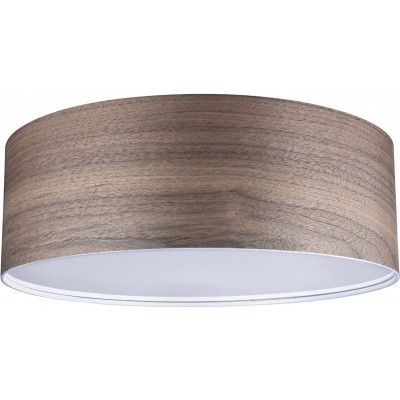 Indoor ceiling light 20W Cylindrical Shape 45×45 cm. Dining room, bedroom and lobby. Modern Style. Metal casting and Wood. Brown Color