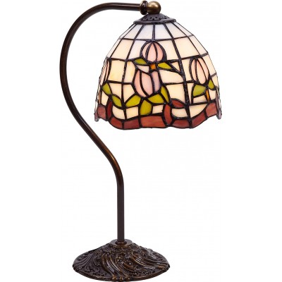 Lâmpada de mesa 40W 34×15 cm. Abajur de design de flor Cristal. Cor castanho