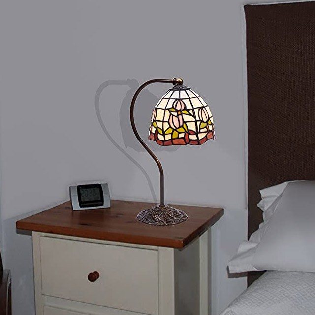 76,95 € Envio grátis | Lâmpada de mesa 40W 34×15 cm. Abajur de design de flor Cristal. Cor castanho