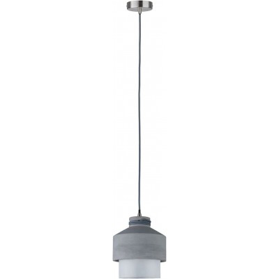 Lámpara colgante 20W Forma Cilíndrica 110×19 cm. Salón, comedor y dormitorio. Cristal y Hormigón. Color gris