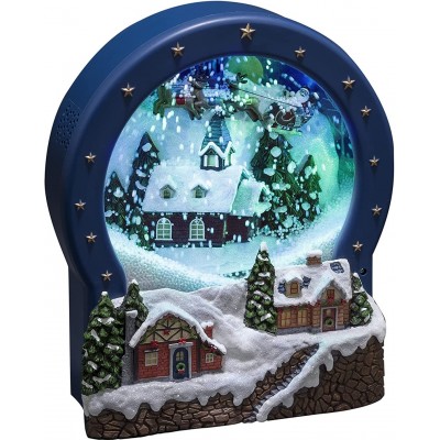 102,95 € Free Shipping | Decorative lighting Round Shape 26×23 cm. Rural scenes. 8 classic Christmas carols Living room, dining room and lobby. Metal casting. Blue Color
