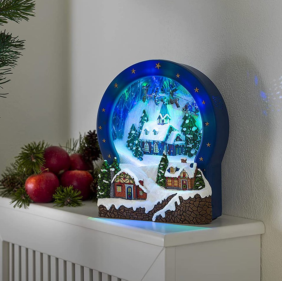 97,95 € Spedizione Gratuita | Illuminazione decorativa 26×23 cm. Scene rurali. 8 classici canti natalizi Metallo. Colore blu