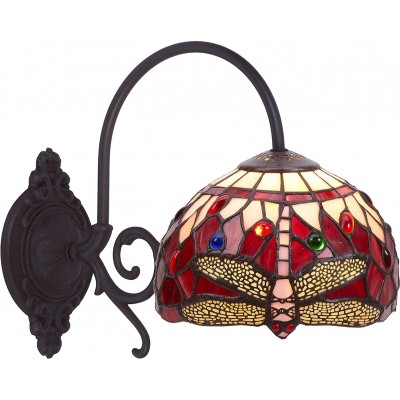 Lampada da parete per interni Forma Sferica 33×29 cm. Disegno della libellula Soggiorno, camera da letto e atrio. Stile design. Alluminio e Cristallo. Colore rosso