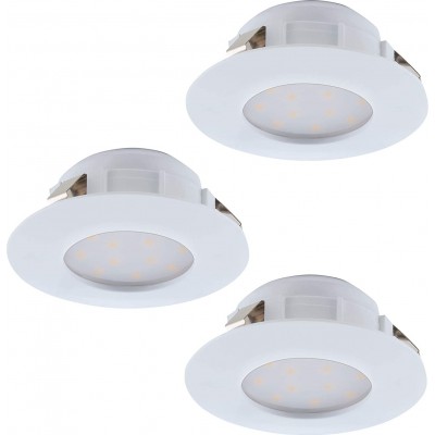 67,95 € Free Shipping | 3 units box Recessed lighting Eglo 6W Round Shape 8×8 cm. Living room, bedroom and lobby. Modern Style. PMMA. White Color