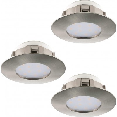 74,95 € Free Shipping | 3 units box Recessed lighting Eglo 18W Round Shape 8×8 cm. Living room, dining room and bedroom. Modern Style. Steel. Silver Color