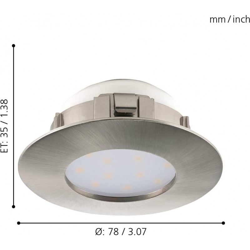 74,95 € Free Shipping | 3 units box Recessed lighting Eglo 18W Round Shape 8×8 cm. Living room, dining room and bedroom. Modern Style. Steel. Silver Color