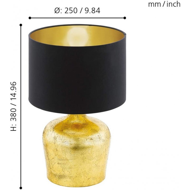 78,95 € Free Shipping | Table lamp Eglo Cylindrical Shape 38×25 cm. Living room, dining room and lobby. Modern Style. Steel. Golden Color