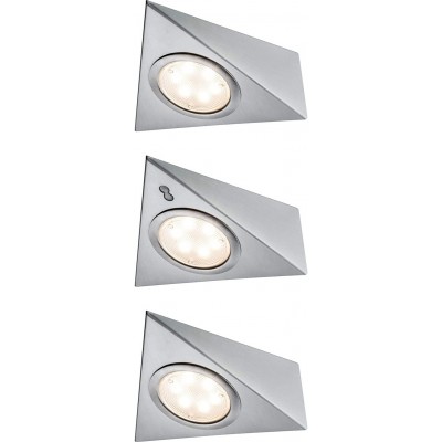 91,95 € Free Shipping | 3 units box Furniture lighting 8W 2700K Very warm light. Triangular Shape 14×11 cm. Recessed LED. Proximity sensor Dining room, bedroom and lobby. Modern Style. Steel, Crystal and Metal casting. Gray Color