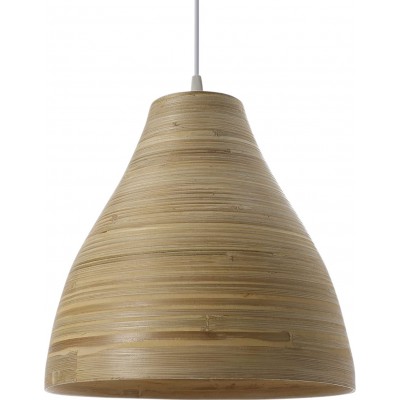 Lampada a sospensione 60W Ø 40 cm. Metallo e legna. Colore marrone