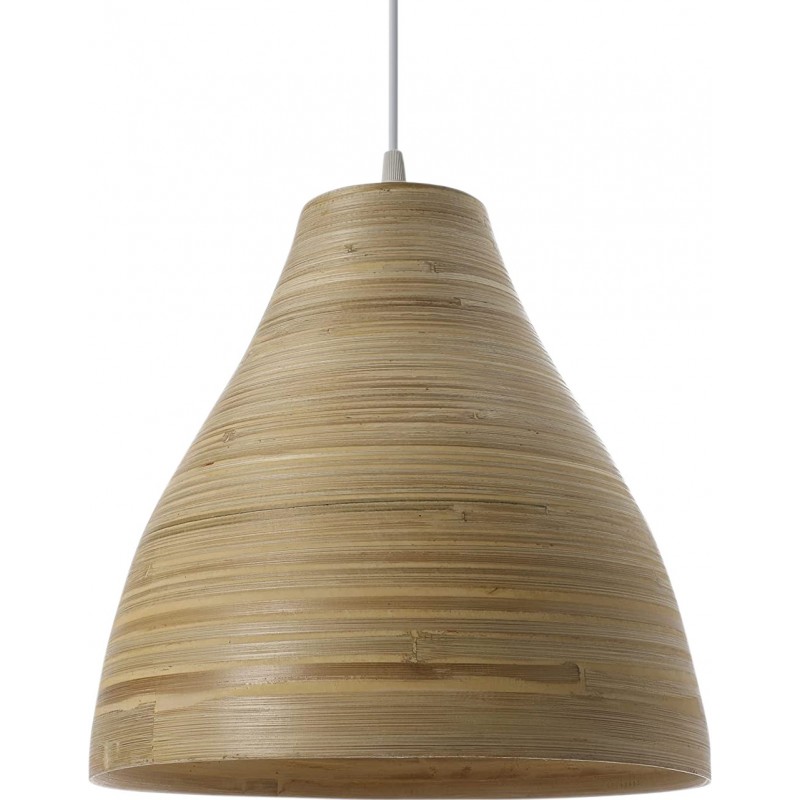 64,95 € Free Shipping | Hanging lamp 60W Conical Shape Ø 40 cm. Living room, dining room and bedroom. Design Style. Metal casting and Wood. Brown Color