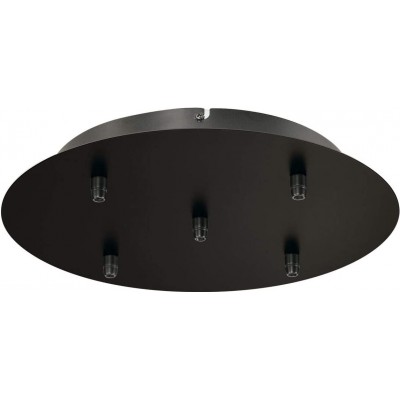 Lámpara de techo Forma Redonda 36×36 cm. Rosetón para 5 lámparas de suspensión Comedor, dormitorio y vestíbulo. Estilo moderno. Acero y Aluminio. Color negro