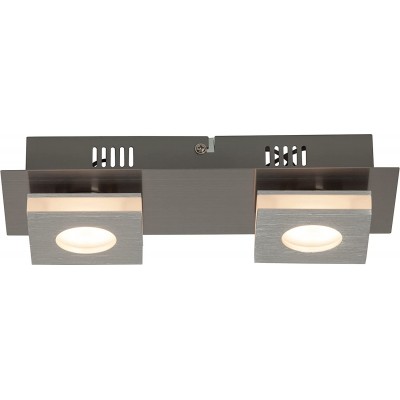 113,95 € Free Shipping | Ceiling lamp 4W 3000K Warm light. Rectangular Shape 26×10 cm. 2 points of light Living room, dining room and bedroom. Modern Style. Aluminum and PMMA. Nickel Color