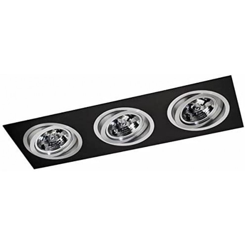 68,95 € Spedizione Gratuita | Illuminazione da incasso 53×18 cm. Triplo faretto orientabile Cristallo e metallo. Colore nero