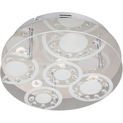 88,95 € Free Shipping | Indoor ceiling light 3W Round Shape 32×32 cm. 5 light points Living room, dining room and lobby. Modern Style. Metal casting. Plated chrome Color