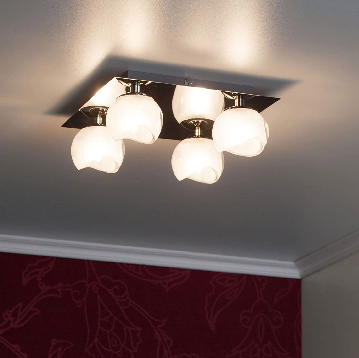 85,95 € Envoi gratuit | Projecteur d'intérieur 33W 19×19 cm. 4 spots LED Cristal, métal et verre. Couleur chromé