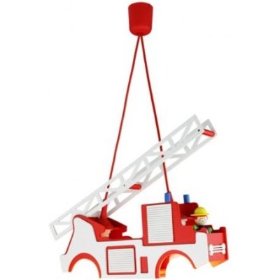 119,95 € Envio grátis | Lâmpada infantil 40W 44×18 cm. Projeto de caminhão de bombeiros Madeira. Cor vermelho